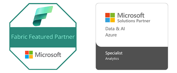 Microsoft Solutions Partner and Fabric Featured Partner logos
